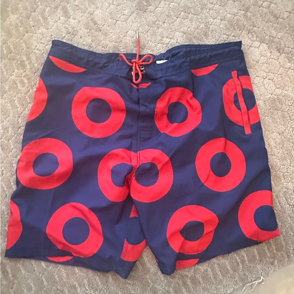 Phish band Fishman Doughnut Board Shorts Size 40 Brand=section 119Color Blue/Red - Picture 1 of 10